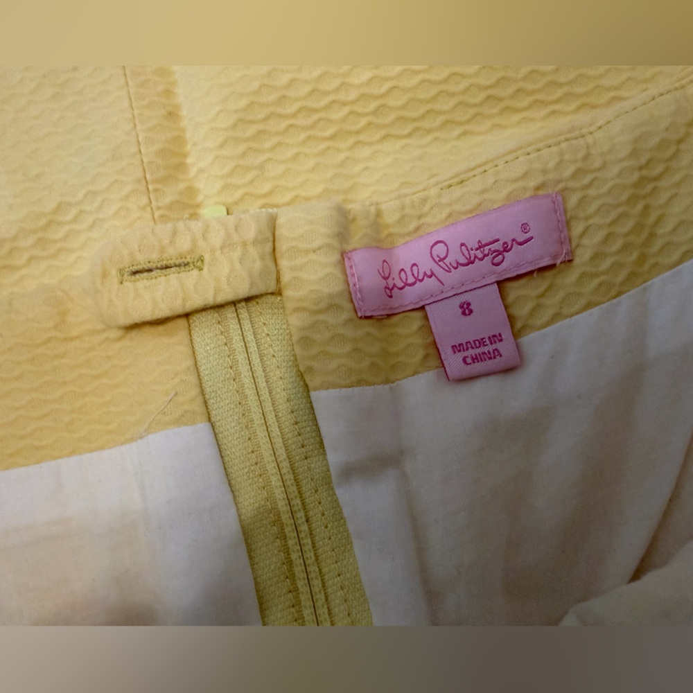 Lilly Pulitzer Yellow Pink Embroidered Floral Cotton Skirt Size 8
